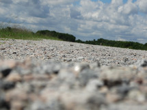 Close up of gravel path, abstract background