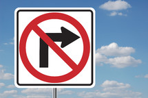 no right turn road sign 