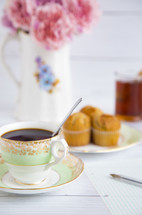 tea cup and muffins 
