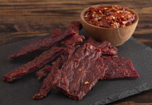 A Pile of Black Pepper Beef Jerky 