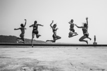 women leaping 