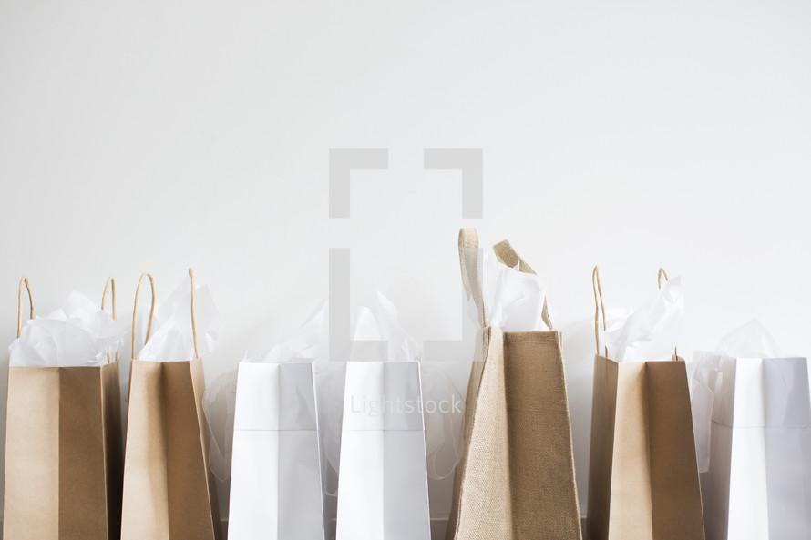 shopping bags in a row 