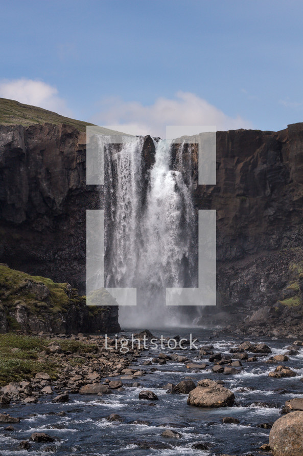 waterfall over a cliff 