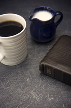 Breakfast on a Slate Tabletop and Bible 