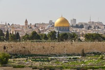 The Walls around the Old City of Jerusalem with the Dome of the Rock 