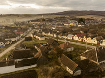 aerial view of a small European town 
