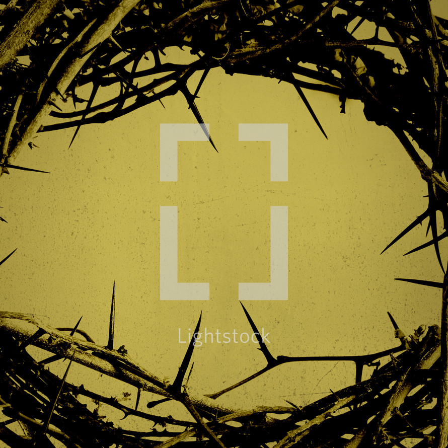 a crown of thorns on a grunge gold background.