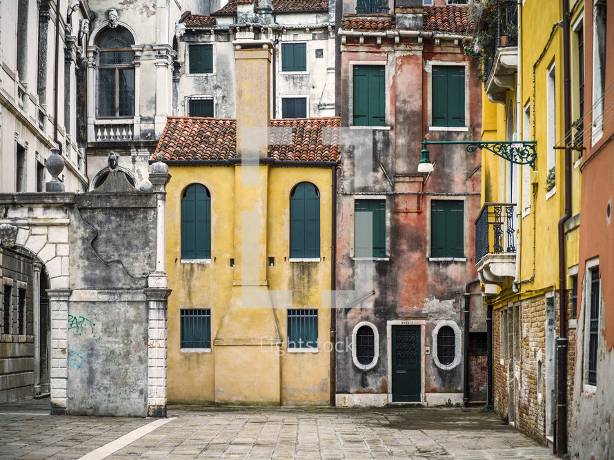 colorful rowhouses in Venice, Italy 