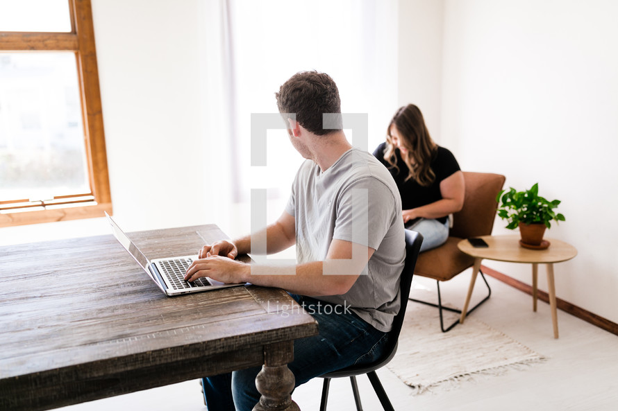couple working from home 