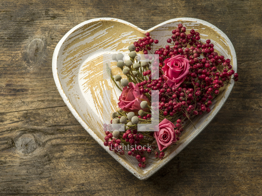 heart shaped floral basket 