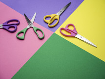 scissors on colorful paper 