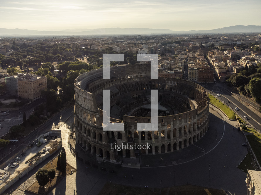 colesium in Rome aerial view 
