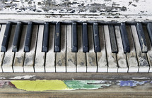 old worn piano keys 