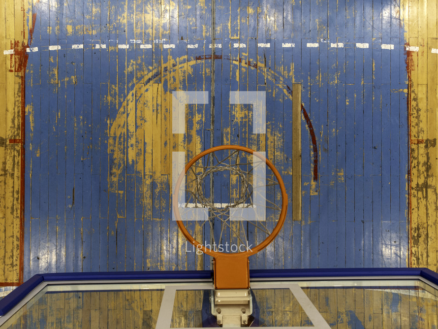 overhead view of a basketball hoop 