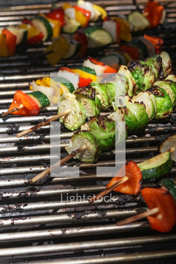 vegetable kabobs on the grill 