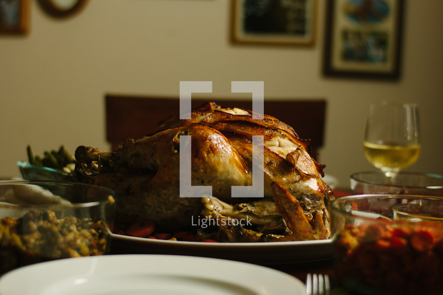Turkey on a dinner table.