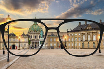 view of the city through glasses 