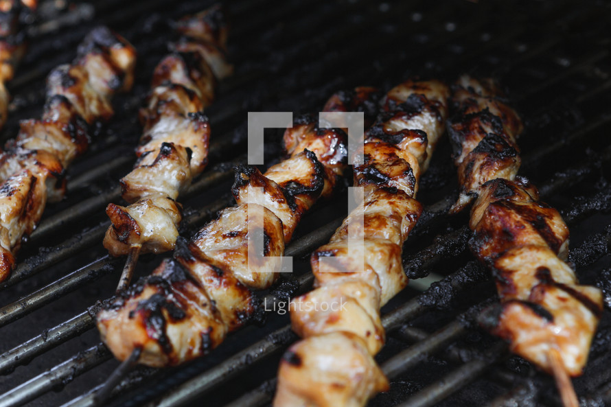 chicken kabobs on the grill 