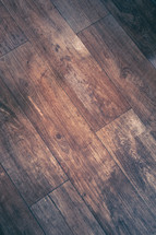 A stained wood floor.