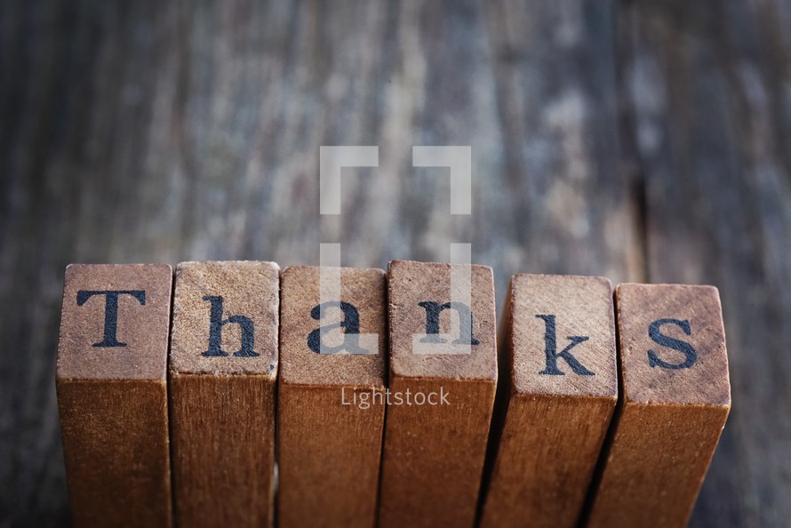 word thanks on wood blocks 