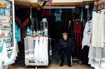 clothes vendor on the streets of Jerusalem 