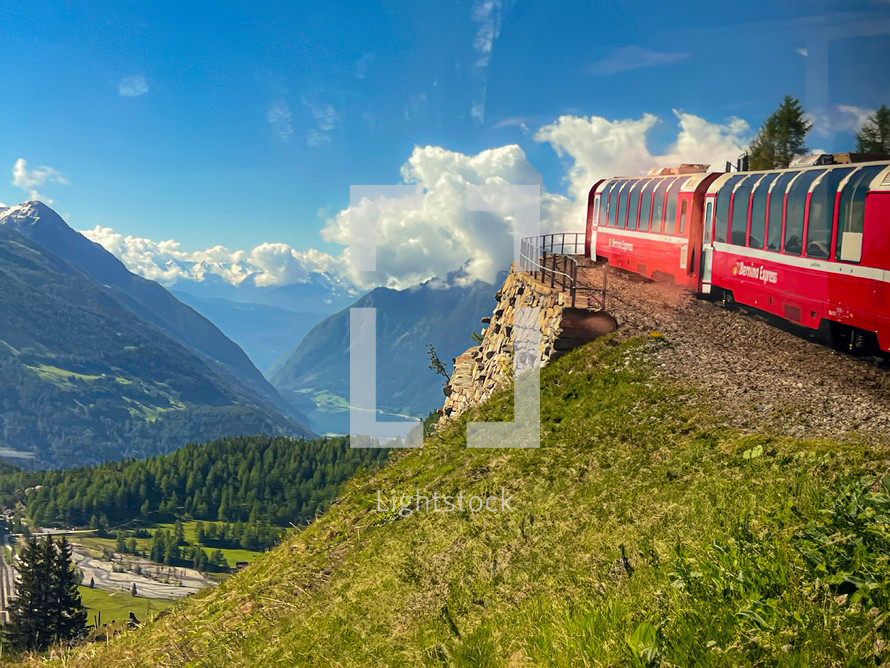 Climbing Higher.   Bernina Express, Switzerland