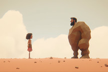 Illustration of David and Goliath 