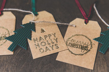 happy holly days on a gift tag 