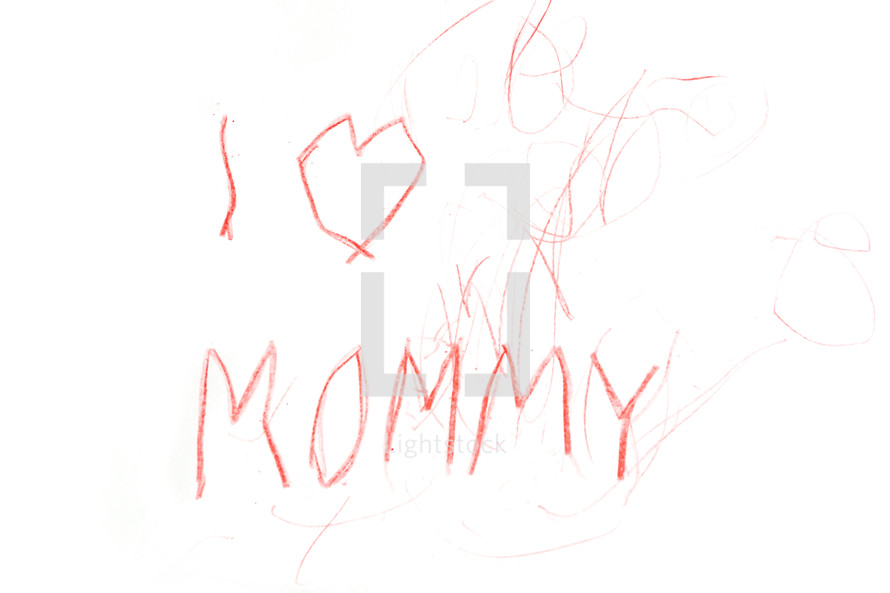 i love mommy in red crayon 