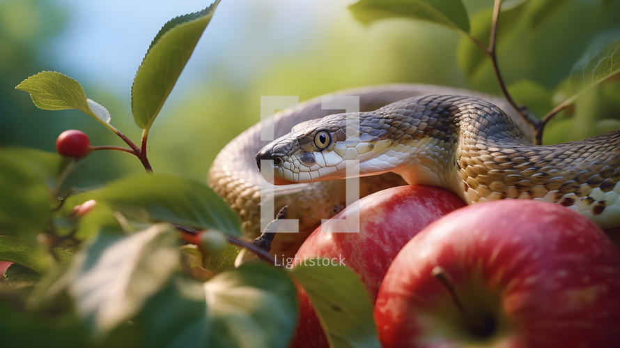 Snake in the top of an apple tree