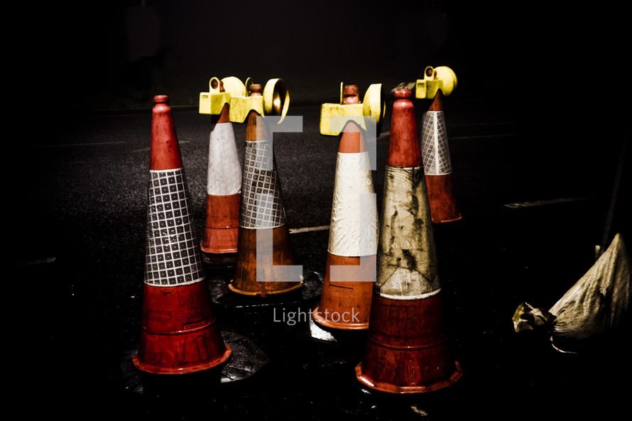 cones on a road 
