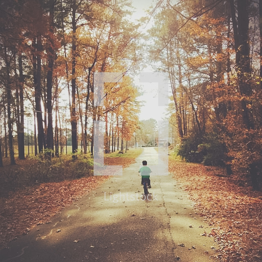 child riding a bike on a path 