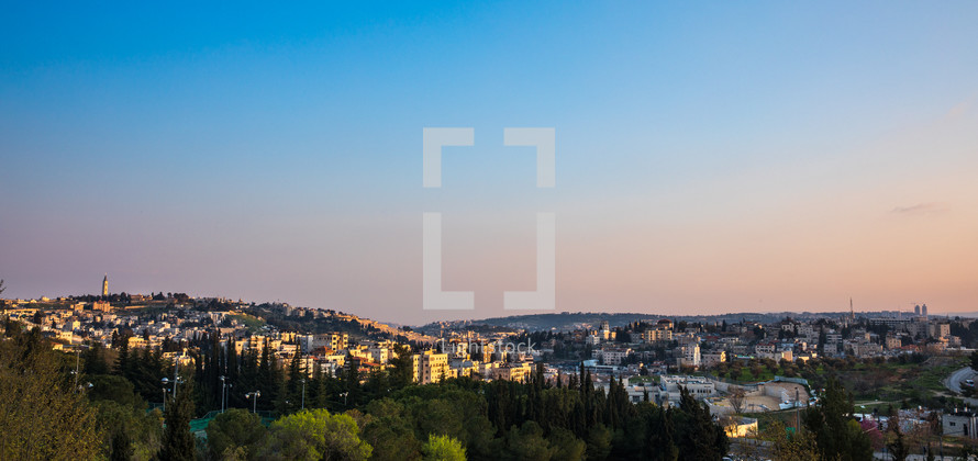 Jerusalem skyline at sunset 
