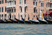 docked gondolas in Venice 