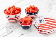 patriotic bowls of watermelon