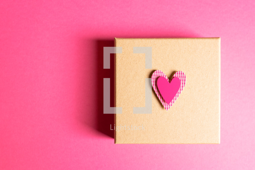 gift box with pink heart for Valentine's 