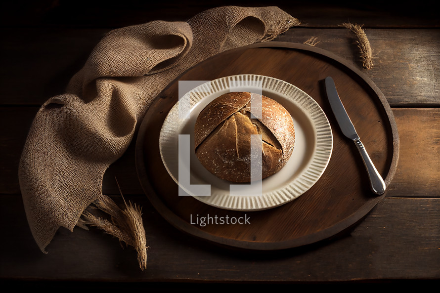 Bread on Wood Table