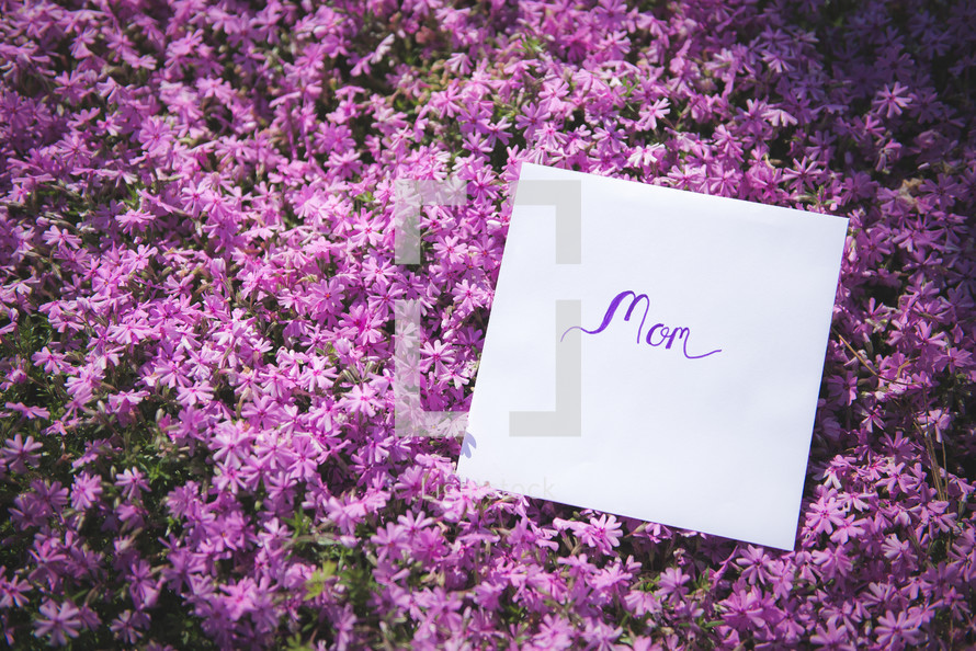 mom sign in pink flowers
