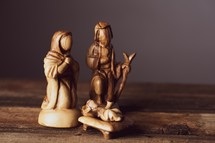 carved Holy family figurines 