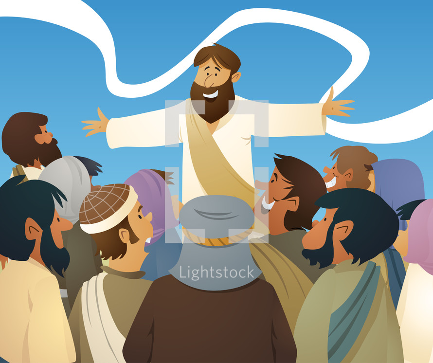 Jesus with a crowd 