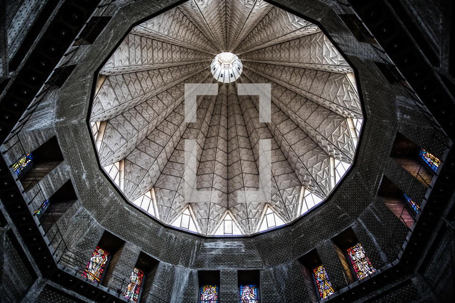 interior of a dome in an ancient church 