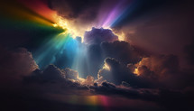 Colorful sky with rays of light