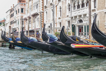 docked gondolas in Italy 