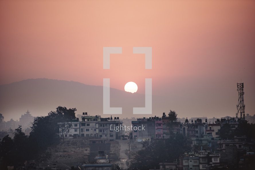 setting sun in Tibet 