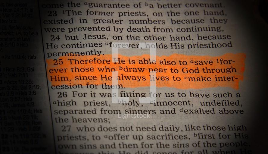 Opened Bible, Hebrews 7:25