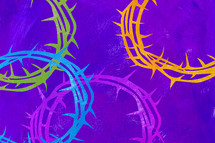 crown of thorns background on purple 