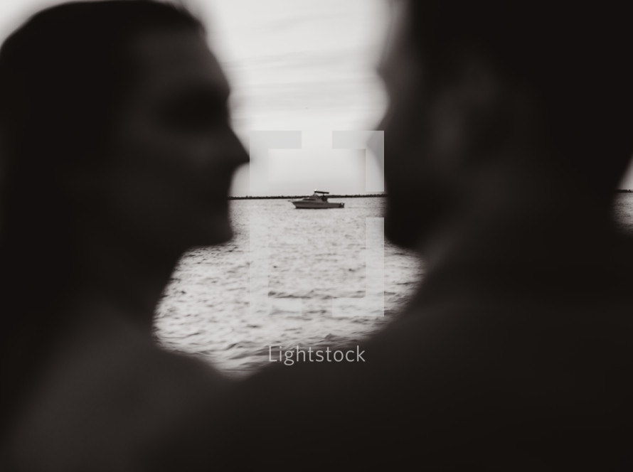 blurry silhouette of a couple 