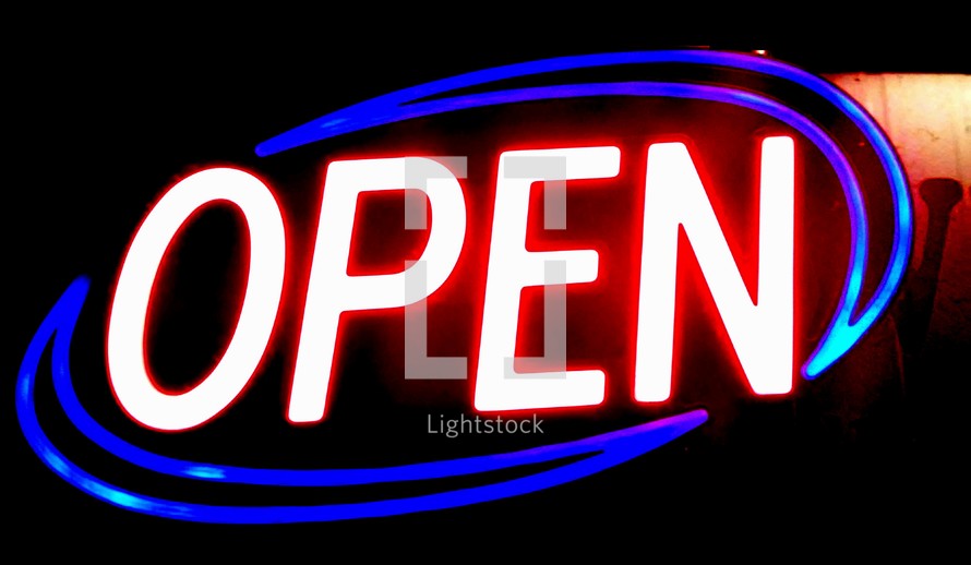 Bright neon open sign
