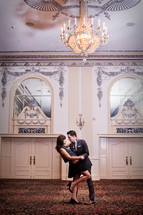 a couple in love in a ballroom 