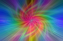 colorful abstract background with small star center and radiating lines and curves